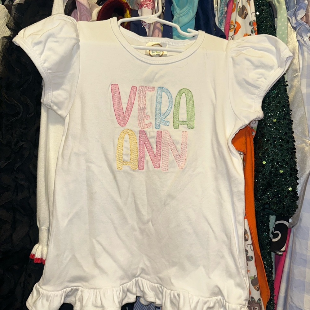 bella bliss White Tee with Colorful Vera Ann Design